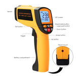 THE - 266 Lasergrip Non - Contact Digital Laser Infrared Gun Celsius and Fahrenheit High Temperature - 30℃~1500℃ ( - 22℉~2732℉) Thermometer IR Instant Read Temperature Adjustable Emissivity and 80 sets Data Storage - Gain Express