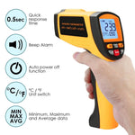 THE - 266 Lasergrip Non - Contact Digital Laser Infrared Gun Celsius and Fahrenheit High Temperature - 30℃~1500℃ ( - 22℉~2732℉) Thermometer IR Instant Read Temperature Adjustable Emissivity and 80 sets Data Storage - Gain Express