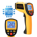 THE - 266 Lasergrip Non - Contact Digital Laser Infrared Gun Celsius and Fahrenheit High Temperature - 30℃~1500℃ ( - 22℉~2732℉) Thermometer IR Instant Read Temperature Adjustable Emissivity and 80 sets Data Storage - Gain Express