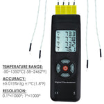 THE - 27 Digital Thermometer 4 Channel K - Type Thermocouples with K - Type Metal & Bead Probe , Thermometer , Backlight , Temperature Instrument , - 50 ~ 1350 °C ( - 58 ~ 2462 °F) - Gain Express