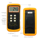 THE - 315_2P Digital Thermocouple Temperature K Type Thermometer with 4 Probe (Wired & Stainless Steel) Dual Channel High Temperature Kelvin Scale - Gain Express