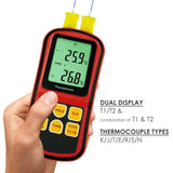 THE - 32 Digital K / J / T / E / R / S / N Type Thermocouple Thermometer Dual - channel LCD Display - 150~1767°C ( - 238~3212.6°F) ATC Temperature Meter - Gain Express