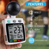 TM - 288 Heat Stroke Index Meter Indoor / Outdoor Temperature Measurement WBGT Black - Globe Temp Humidity with Real - time Alarm, Heat Hazard Indicator - Gain Express