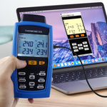 TM - 747D Digital 4 - Channel K /J/ T / E/ R / S/ N Type Thermocouple Thermometer Datalogger 16,800 Data Logging T1/T2, T3/T4 Input Terminal Data Logger - Gain Express