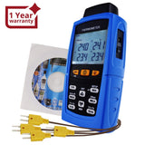 TM - 747D Digital 4 - Channel K /J/ T / E/ R / S/ N Type Thermocouple Thermometer Datalogger 16,800 Data Logging T1/T2, T3/T4 Input Terminal Data Logger - Gain Express