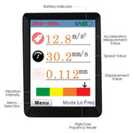 VBT - 281 Digital Vibration Meter Piezoelectric Vibrometer Gauge Colored Flip Display Acceleration Velocity and Displacement Measurement with Short / Long Probe Portable Symmetrical Shape - Gain Express