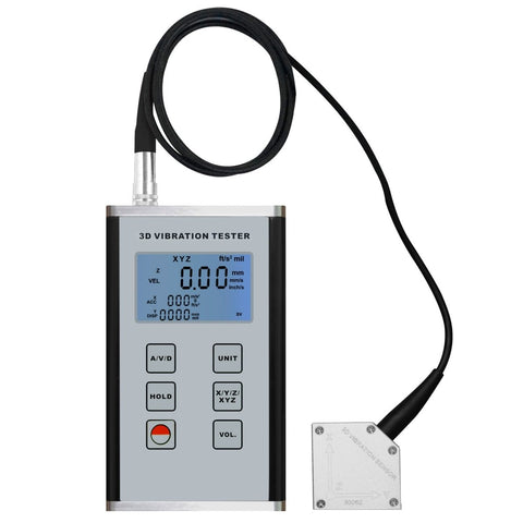 VM - 6380 Digital 3 - Axis Vibration Meter Piezoelectric Sensor Displacement Velocity Acceleration - Gain Express