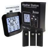 WEA - 46 Digital Weather Station with Thermometer and Hygrometer 3 Indoor/ Outdoor Wireless Sensors, Alarm Clock for Temperature and Humidity measurement - Gain Express