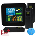 WEA - 47_EU Digital Weather Station RCC DCF with 3 Indoor/ Outdoor Wireless Sensors, with 6 kinds of Weather Forecast, Thermometer and Hygrometer, with Alarm Clock for Temperature and Humidity measurement, Low battery for Colored LED on LCD Display - Gain Express