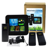 WEA - 47_EU Digital Weather Station RCC DCF with 3 Indoor/ Outdoor Wireless Sensors, with 6 kinds of Weather Forecast, Thermometer and Hygrometer, with Alarm Clock for Temperature and Humidity measurement, Low battery for Colored LED on LCD Display - Gain Express