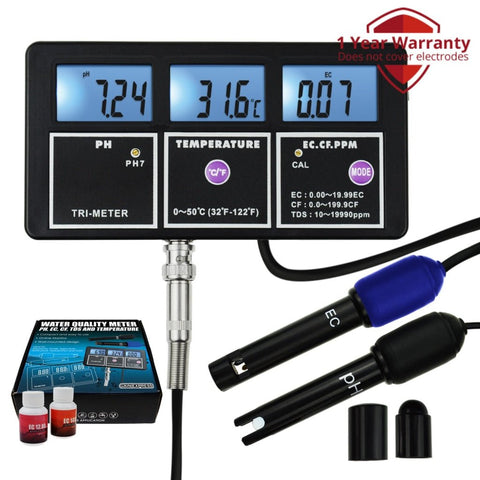 WQM - 242 5 - in - 1 Water Quality Multi - parameter PH EC CF TDS (ppm) Temperature Test Meter Backlight, Wall - mountable Rechargeable Continuous Monitor Tester, Aquariums Hydroponics Pool Fish Tank Pond Drinking - Gain Express