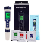 WQM - 303 Pentype Multi - Paramater 5 - in - 1 Water Quality Tester (pH / TDS / EC / Temp / Salinity) Waterproof Digital Meter Research Household Industrial Laboratory Analysis - Gain Express