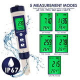 WQM - 303 Pentype Multi - Paramater 5 - in - 1 Water Quality Tester (pH / TDS / EC / Temp / Salinity) Waterproof Digital Meter Research Household Industrial Laboratory Analysis - Gain Express