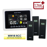 WS - 104_US_3S Weather Station IN/OUT Temperature Humidity WWVB 3 Wireless Remote Sensors 110V Only - Gain Express