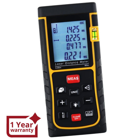 X01RZ - E80II Digital 80M/262ft Laser Measuring Tape Distance Meter, Range Finder Device with Backlight & Bubble Level, ±2mm accuracy - Gain Express