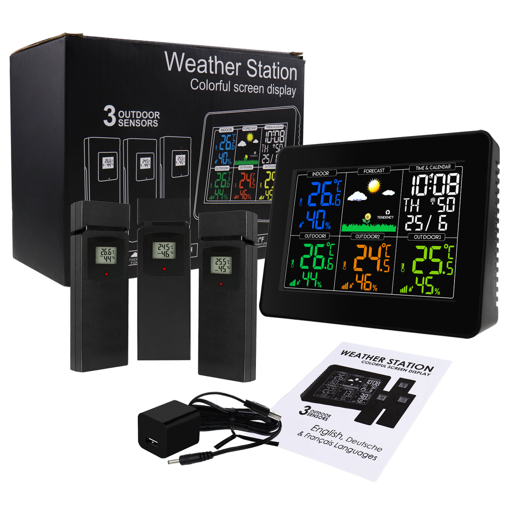 WS-104_EU_3S Weather Station Indoor Outdoor Temperature Humidity RCC D