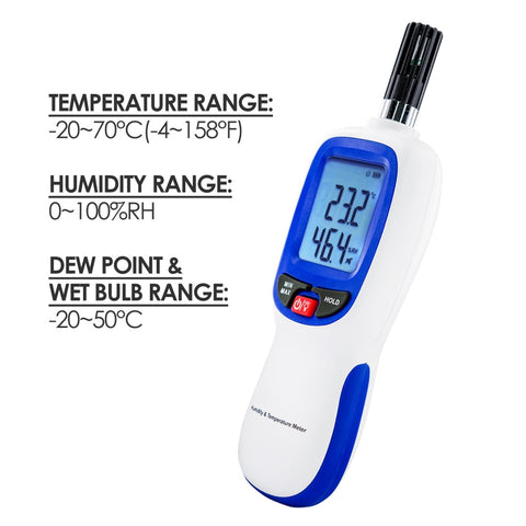 Digital Humidity and Temperature Meter Psychrometer Thermo