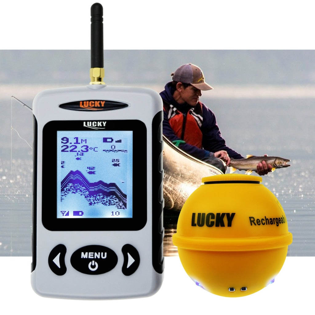 LUCKY Portable Professional Sounder Wireless Sonar Fish Finder Fishing  Probe Detector Fishfinder with Dot Matrix 
