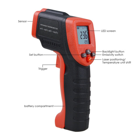 Temperature Gun Digital Laser Infrared Thermometer LCD IR Temp