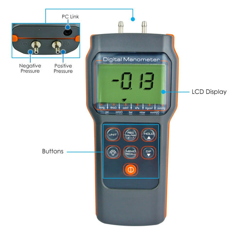 82152 Digital Differential Air Pressure Manometer 15.000psi Gauge High –  Gain Express