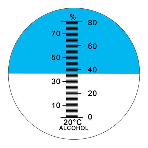 Réfractomètre led pour alcool rhw 80 atc 0 - 80 vol. %